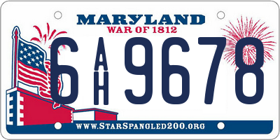 MD license plate 6AH9678