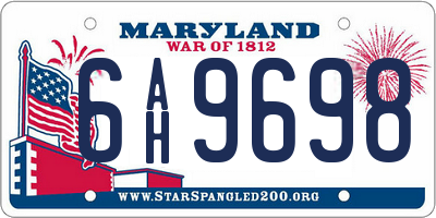 MD license plate 6AH9698
