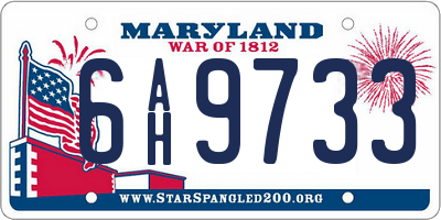 MD license plate 6AH9733