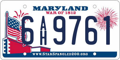 MD license plate 6AH9761