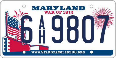 MD license plate 6AH9807