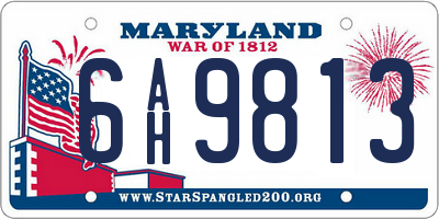 MD license plate 6AH9813