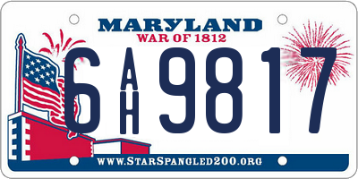 MD license plate 6AH9817
