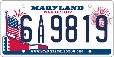 MD license plate 6AH9819