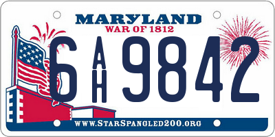 MD license plate 6AH9842