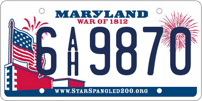 MD license plate 6AH9870
