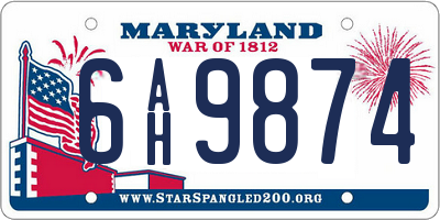 MD license plate 6AH9874