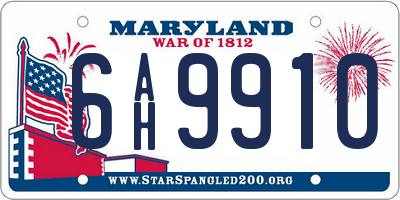 MD license plate 6AH9910