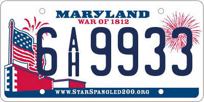 MD license plate 6AH9933