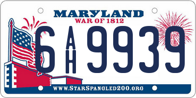 MD license plate 6AH9939