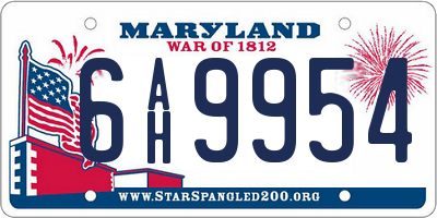 MD license plate 6AH9954