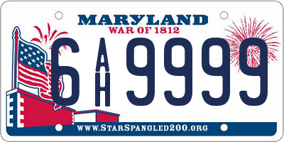 MD license plate 6AH9999