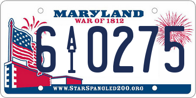 MD license plate 6AI0275