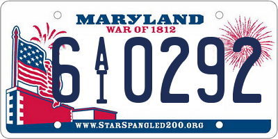 MD license plate 6AI0292