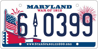 MD license plate 6AI0399