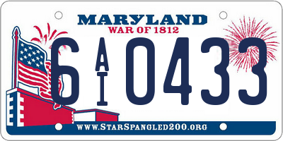 MD license plate 6AI0433