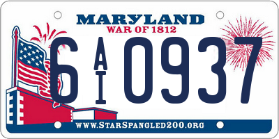 MD license plate 6AI0937