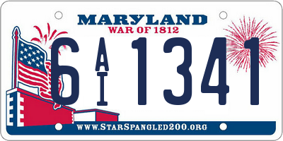 MD license plate 6AI1341