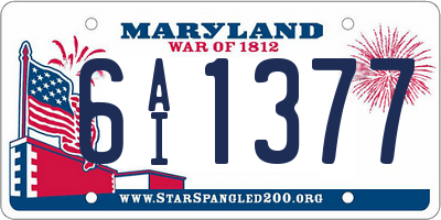 MD license plate 6AI1377