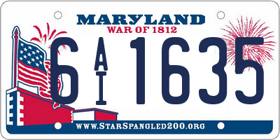 MD license plate 6AI1635