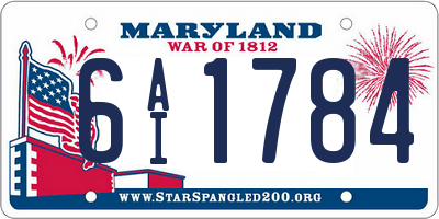 MD license plate 6AI1784