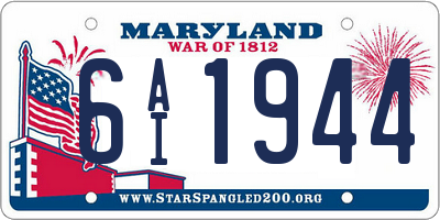 MD license plate 6AI1944
