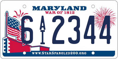 MD license plate 6AI2344