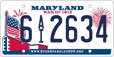 MD license plate 6AI2634