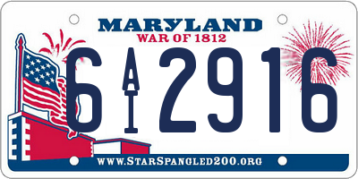 MD license plate 6AI2916