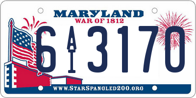 MD license plate 6AI3170