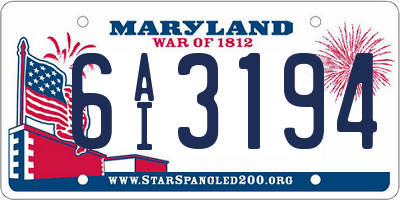 MD license plate 6AI3194