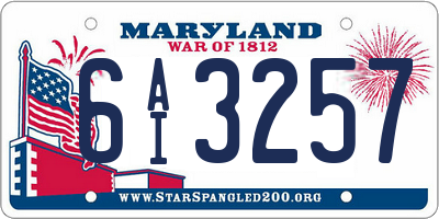 MD license plate 6AI3257