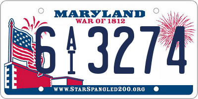 MD license plate 6AI3274