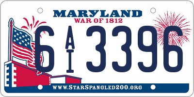MD license plate 6AI3396