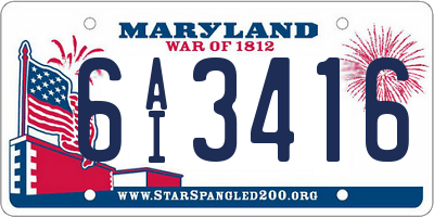 MD license plate 6AI3416