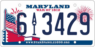 MD license plate 6AI3429
