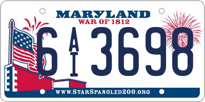 MD license plate 6AI3698