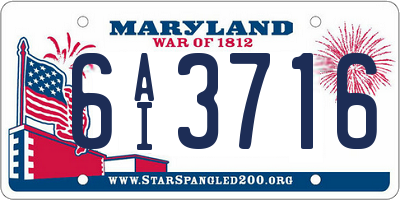 MD license plate 6AI3716