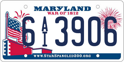 MD license plate 6AI3906
