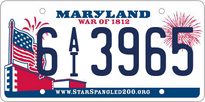 MD license plate 6AI3965