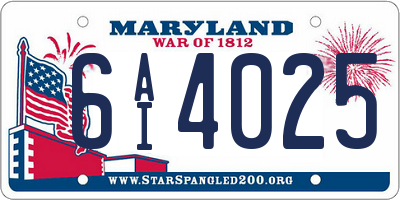 MD license plate 6AI4025