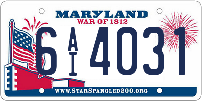 MD license plate 6AI4031