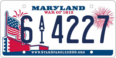 MD license plate 6AI4227
