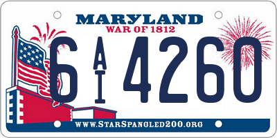 MD license plate 6AI4260