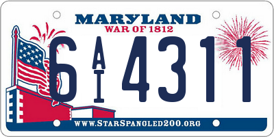 MD license plate 6AI4311