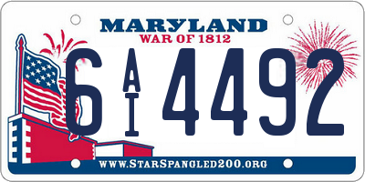 MD license plate 6AI4492