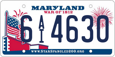 MD license plate 6AI4630