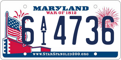 MD license plate 6AI4736