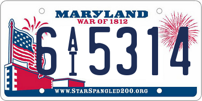 MD license plate 6AI5314