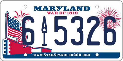 MD license plate 6AI5326
